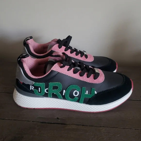 John Richmond Lace Up Leather Logo Tennis Shoe size 39 / US 8 NEW - Picture 9 of 9